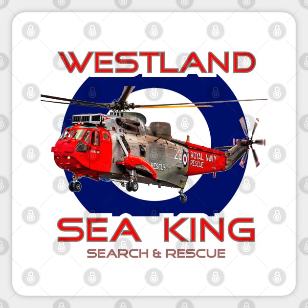 Westland Sea King Search and rescue helicopter of the Royal Navy  in RAF rounde Sticker by AJ techDesigns